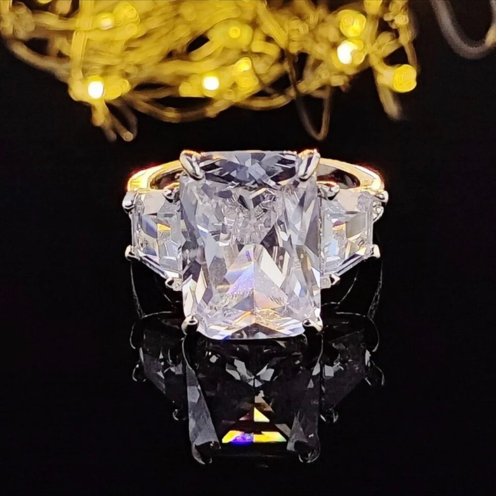 NEW ENGAGEMENT S925 STERLING SILVER DIAMOND RING, BEAUTIFUL RING, SHINY RING. - Picture 3 of 6
